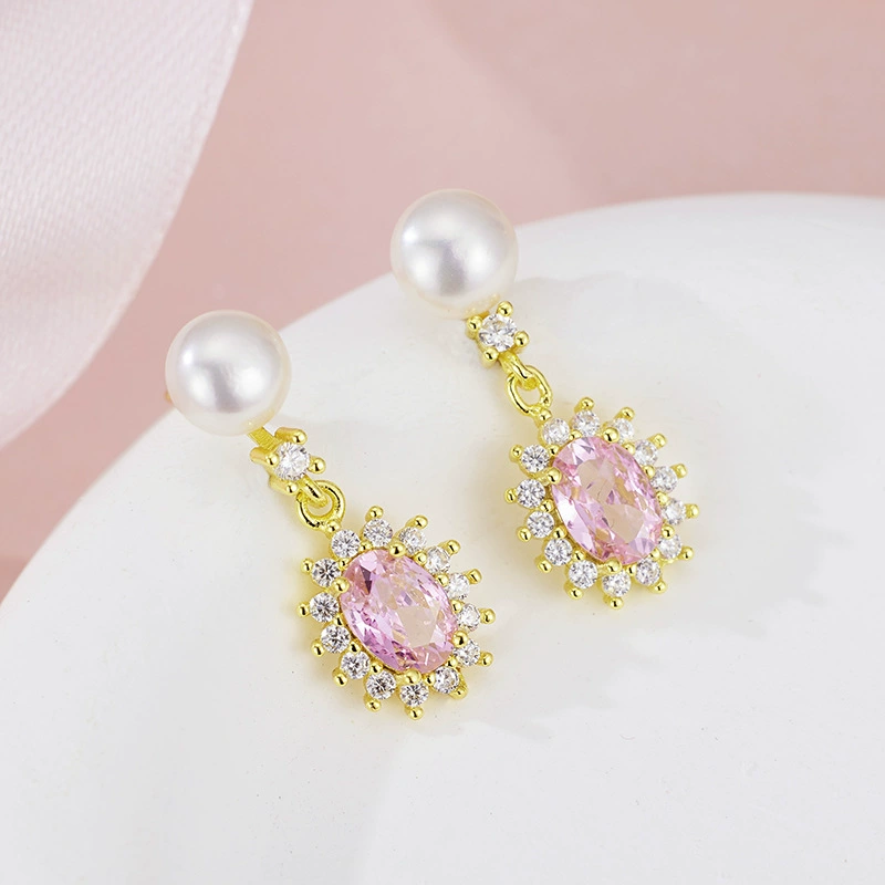 Серьги с натуральным пресноводным жемчугом и драгоценными камнями, доступные роскошные универсальные серьги, милые серьги, женские элегантные летние серьги