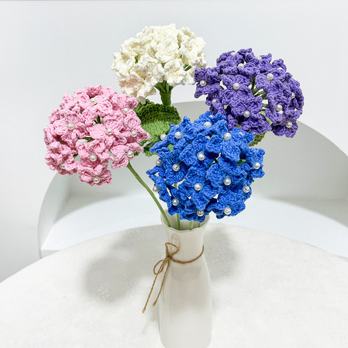Hand knitted wool hydrangea, artificial flowers, home furnishings, bouquets, wedding holiday gifts, woven flower souvenirs