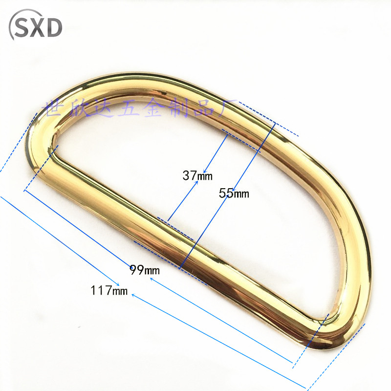 厂家直销 D形带齿手挽扣收纳框大型提手扣 箱包手袋金色D形气眼扣