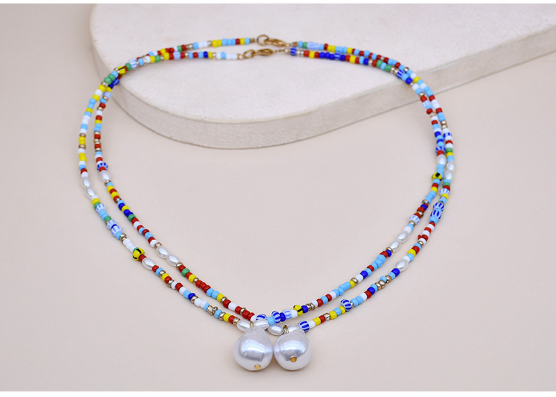 1 Piece Vacation Geometric Letter Beaded Imitation Pearl Alloy Women's Necklace display picture 3