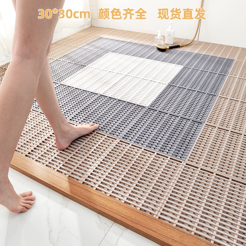 跨境浴室防滑拼接地垫卫生间家用洗澡隔水地垫厨房拼接防水防滑垫|undefined