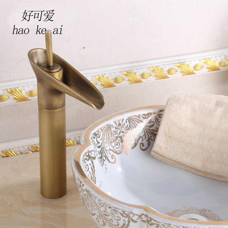 All-Copper Antique-Style Faucet for Hot and Cold Water, Countertop Basin, Washbasin, Bathroom Single Cold Water Faucet, Washbasin