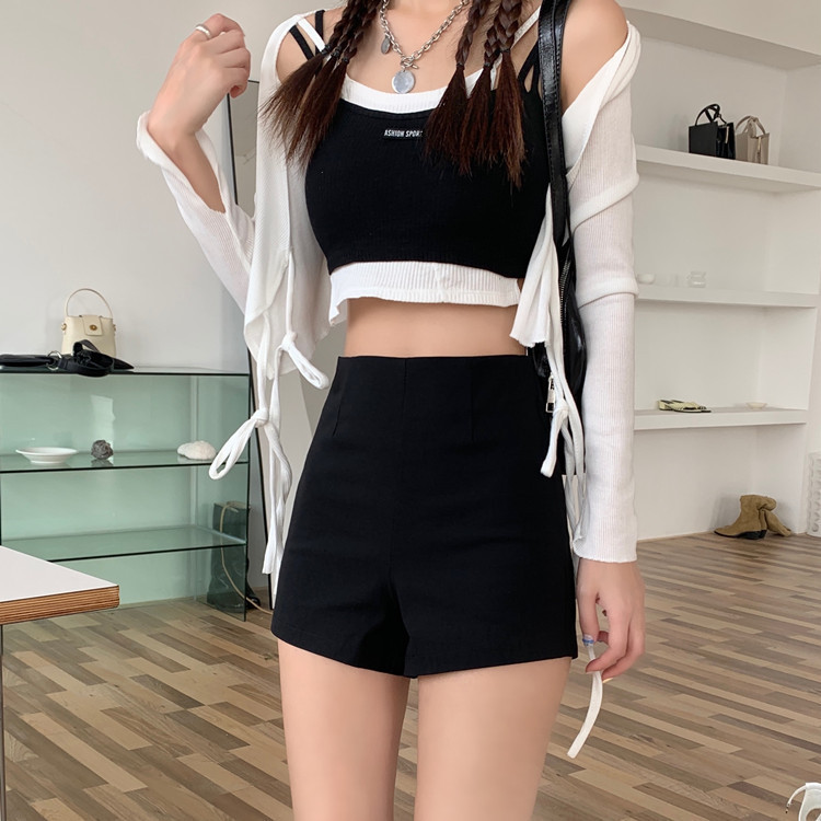 小个子阔腿短裤薄款高腰西装短裤女显瘦休闲防走光大码子黑色秋季