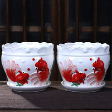 花盆陶瓷特价清仓大号特大号带托盘创意白色绿萝欧式室内简约风格