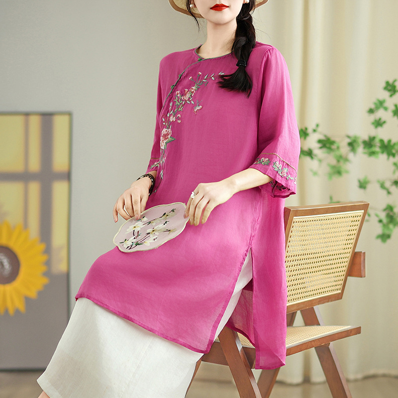 Retro long summer fashionable elegant shirt