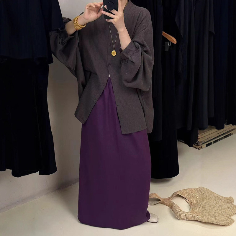 娜美原创 设计感结构裁片亚麻衬衫长袖开衫衬衣秋季新款通勤上衣|undefined