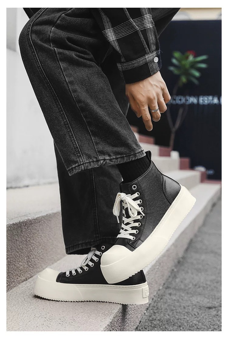 Baskets ShoeVault Big Toe décontractées, style américain urbain, semelle épaisse rehaussante, derby pour homme, collection 2025, polyvalentes et idéales pour les trajets quotidiens._voghion.com