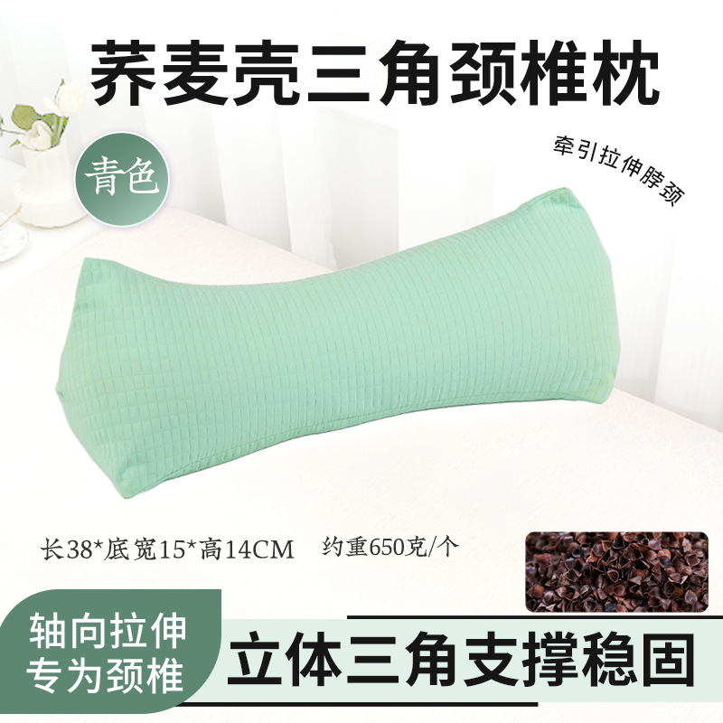 모조면 체크 하늘색 메밀 삼각 베개에는 메밀 100g이 들어있습니다.