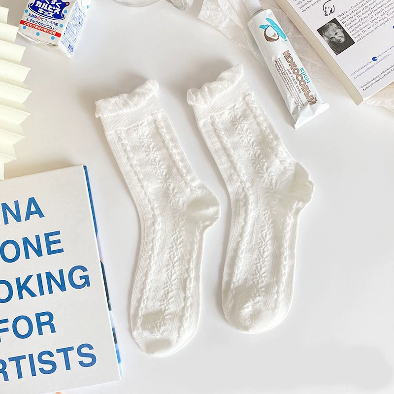 Demi-Season Tide Knee Socks, Thin White Lolita/Korean Style, Mid-Length One Size