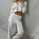 Autumn 2024 Casual Cardigan Knitted Long Sleeve Trousers Pajamas Women's Flower Printed Simple Home Clothes Wholesale
