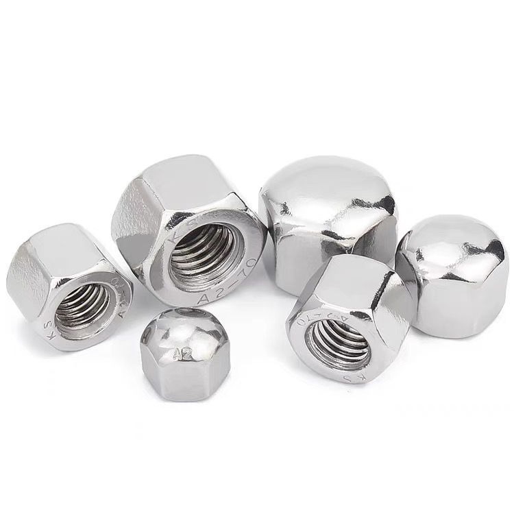 304不锈钢DIN917矮型六角盖形螺母外盖帽 盲孔螺母M3M4M5M6M8-M20