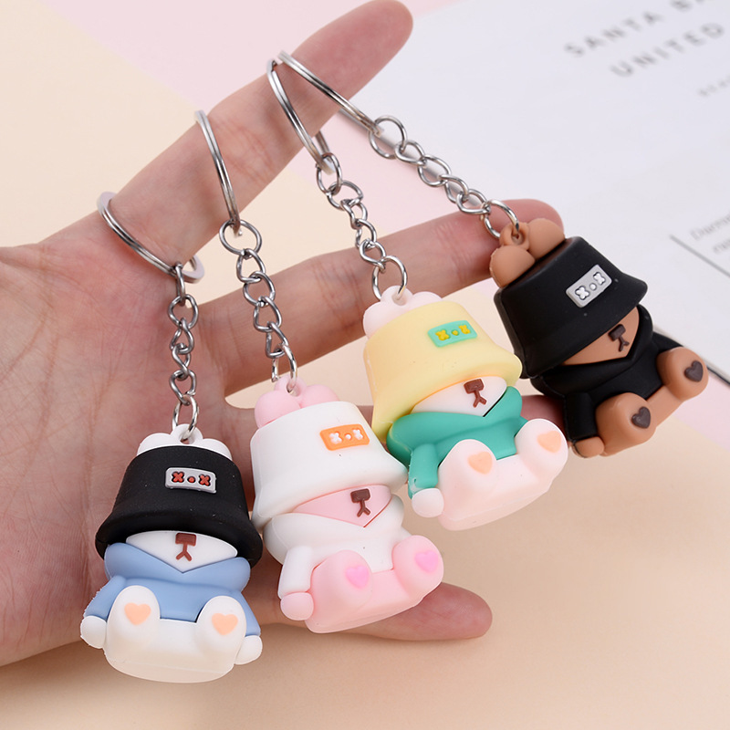 New Style Sleeping Fisherman Bear Trendy Cute PVC Doll Keychain Trendy Personalized Bag Pendant Car Key Chain