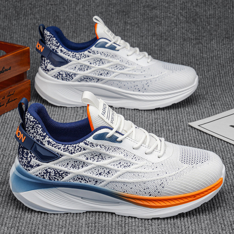 Zapatos de hombre 2026 nuevos zapatos de verano transpirables de tela de malla casuales para correr amortiguador de altura zapatos de papá blanco pequeño