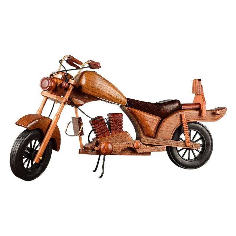 Retro de madera de la motocicleta decoración creativa hogar escritorio motocicleta modelo decoración artesanía de madera