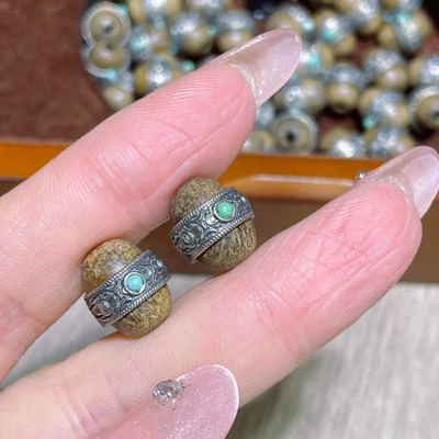 Fine Craftsmanship Inlaid with Old Silver, Turquoise, Agarwood, Pure Copper Gold-Plated Transfer Beads, Cultural Beads, Spacer Beads Accessories, Agarwood Bracelet