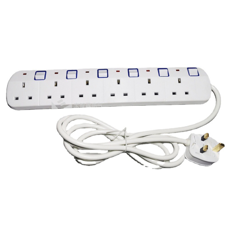 厂家直销英标电源插板13A英规六位接线板插座 新加坡家用排插