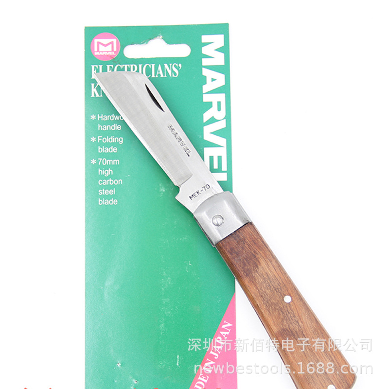 Mango de madera cuchillo plegable electricista con cuchilla y alambre y cable escariador peeling electricistas cuchillo