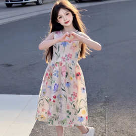 女大童连衣裙夏季薄款2026超火儿童巨好看公主裙女孩漂亮无袖裙子