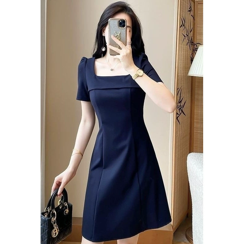 25 летних элитных женских платьев, короткая элегантная женская юбка трапециевидной формы с квадратным вырезом, утягивающая талию