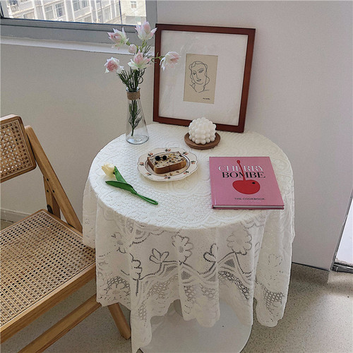 WBZ7*Beautiful Little Aunt* ins white lace tablecloth simple coffee table tablecloth background cloth sofa back