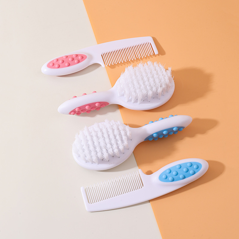 Envase inglés transfronterizo para champú para bebés, juego de cepillos para baño, cepillo suave para baño, peine pequeño