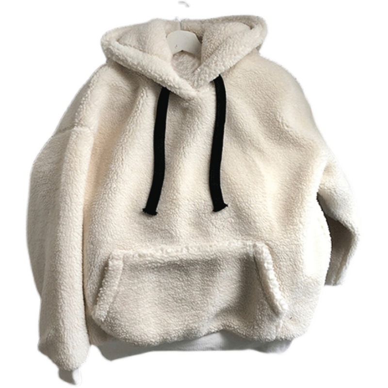 Damenbekleidung Lammwollpullover Damen Herbst und Winter Ins Version Waitmore mit Kapuze plus dicker, lockerer Samtmantel_voghion.com