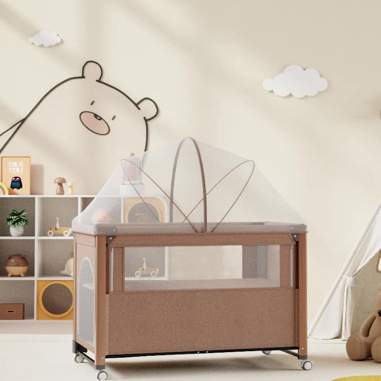 婴儿床新生儿床拼接大床宝宝儿童床bb游戏床蚊帐多功能移动可折叠