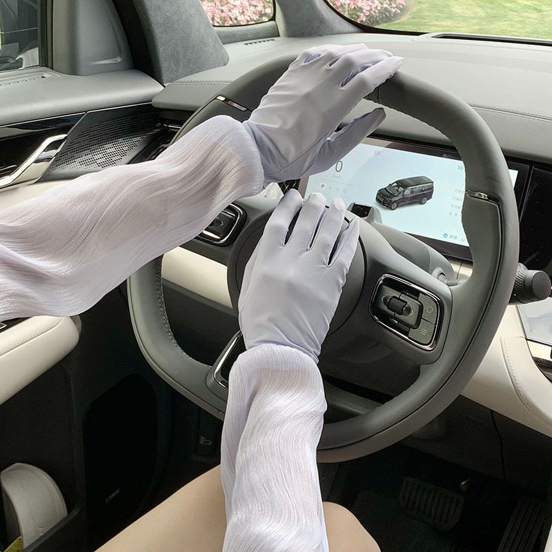 Mangas de hielo, mangas de seda de hielo, estilo fino de verano para mujer, guantes de brazo de ciclismo al aire libre, mangas de hielo integradas, mangas de protección solar