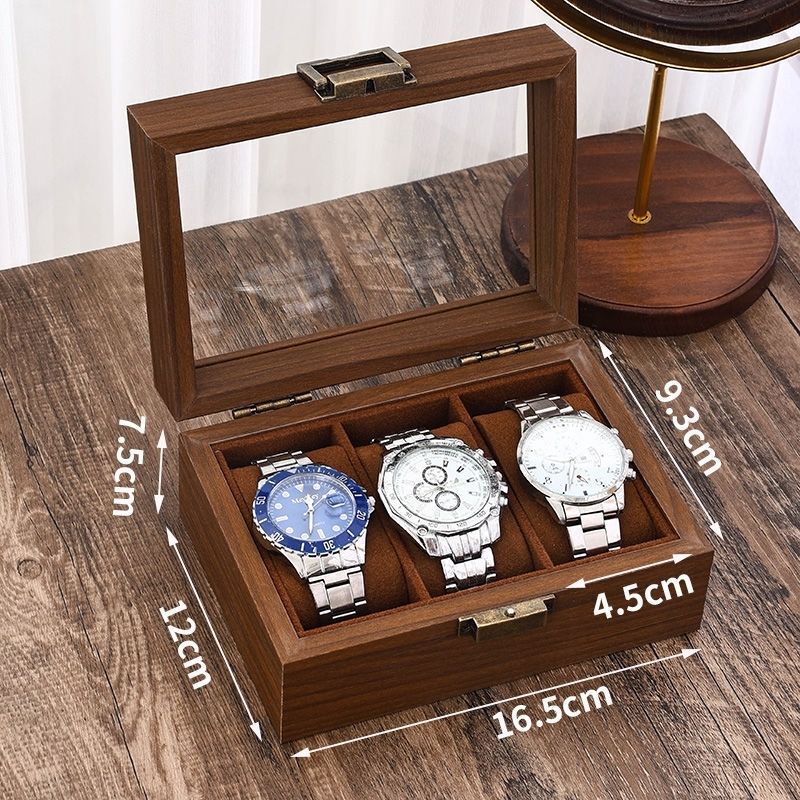 Black Walnut Color Walnut Watch Storage Box, Toy Collection Wooden Box, Large Capacity, High-End Dust-Proof Flip-Top Display Box