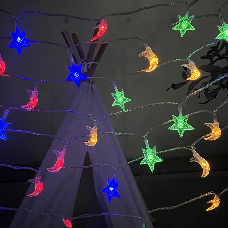 Lámpara de estrella LED, batería de cadena, camping al aire libre, luz decorativa solar, decoración de la habitación, luz de color pequeña, luz de Navidad