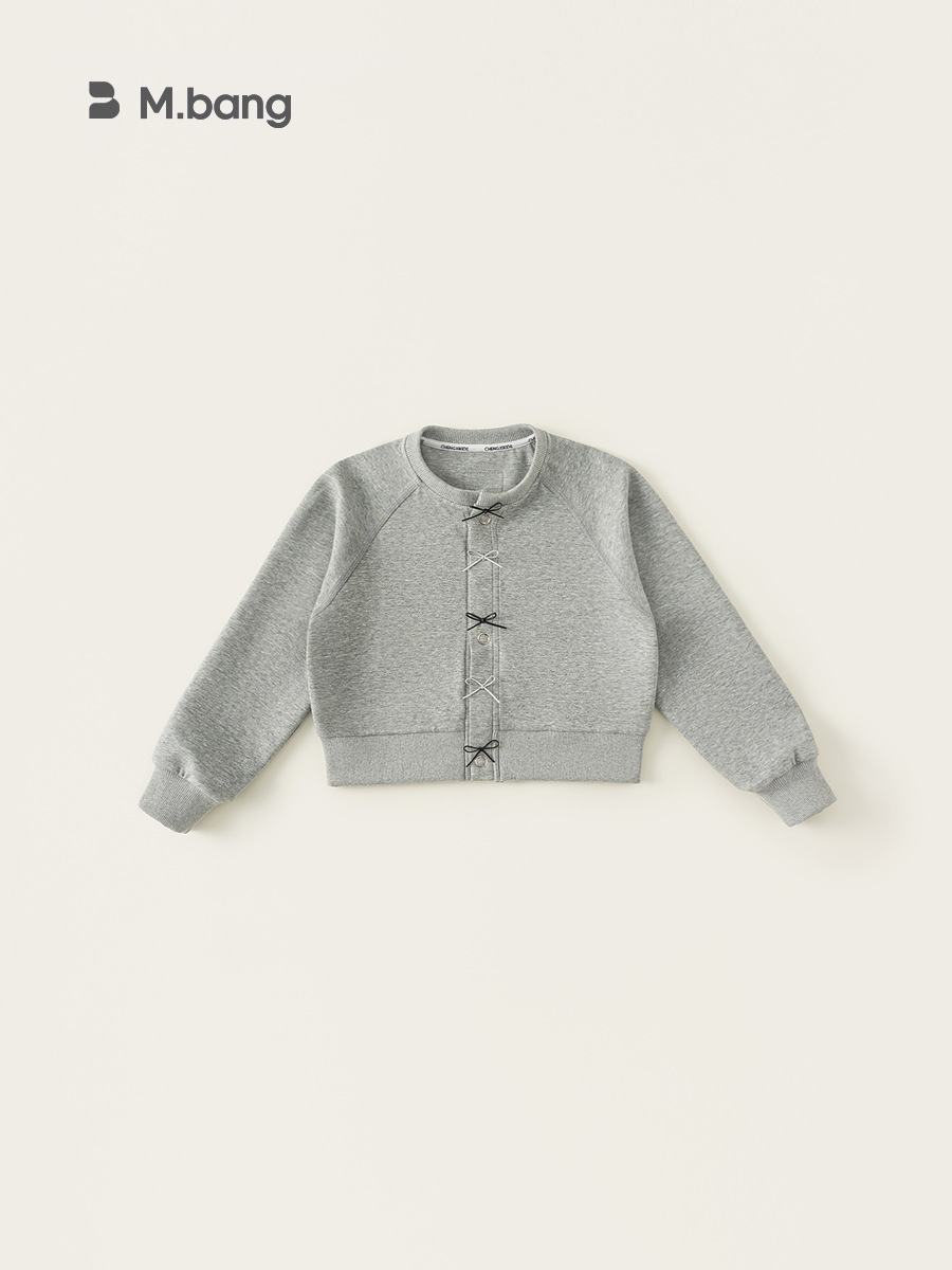 Youbao ropa para niños chaqueta para niñas primavera 2025 nuevo estilo chico mediano y grande estilo occidental lazo chica cardigan top primavera