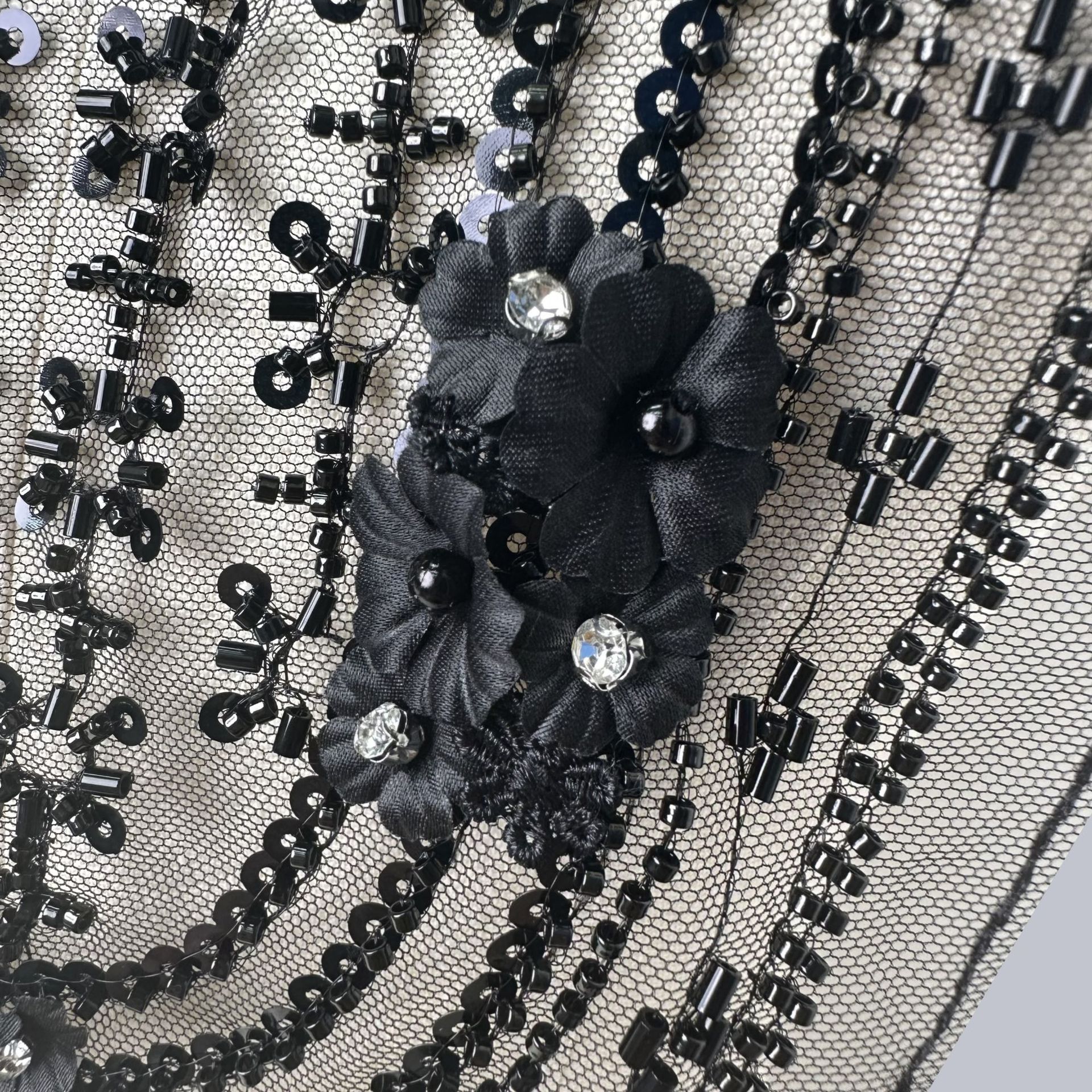 Accesorios de ropa clásica de collar de encaje de malla transparente de sequilla vestido encaje de temperamento universal accesorios decoración image 3