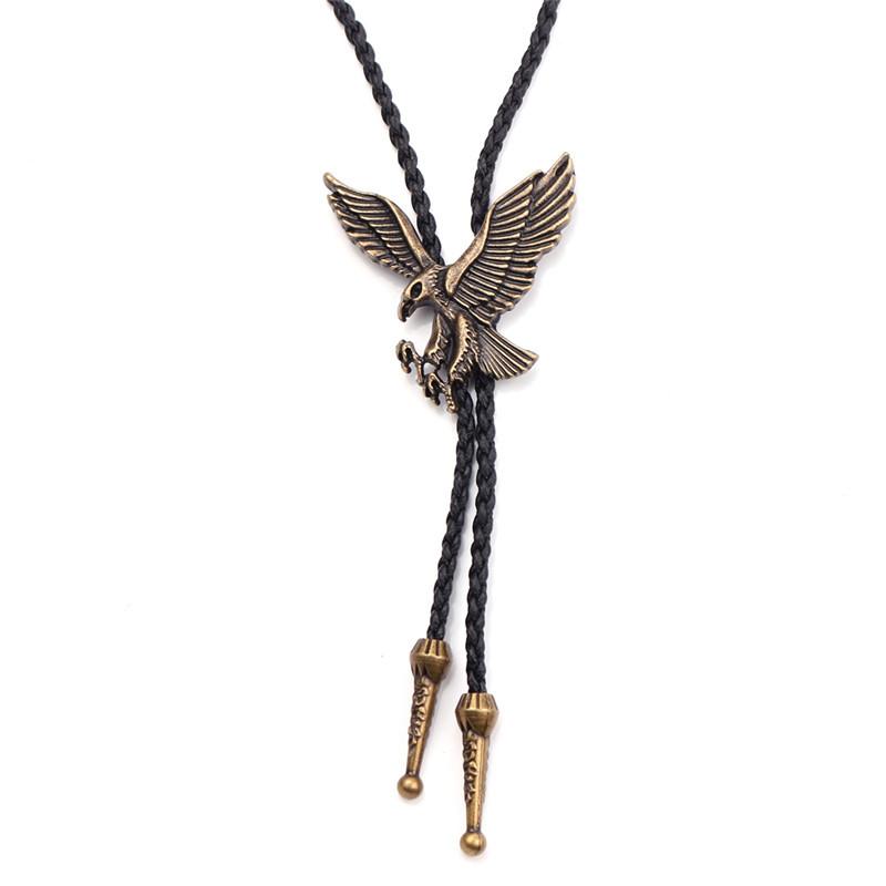 Cross-Border New Men's Bolo Necklace Woven Pu Rope Necklace Eagle Alloy Pendant Men's Necklace Jewelry