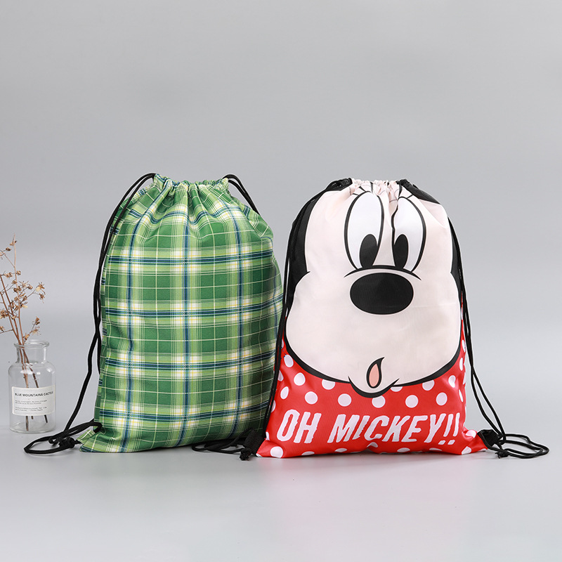 批发广告卡通儿童可爱双肩束口袋简易抽绳背包涤纶收纳防水背袋