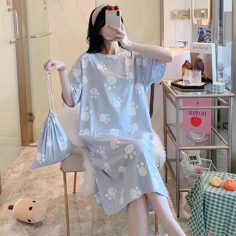 Camisón para mujer, talla grande de verano, pijamas de maternidad para primavera y otoño, nuevo estilo 2024, manga corta, fino, lindo, dibujos animados de verano.