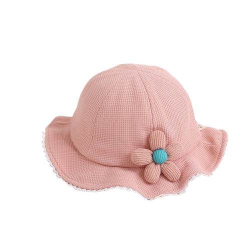 Lace baby hat autumn cute and super cute children's fisherman hat boys and girls basin hat flower spring and autumn sun visor basin hat