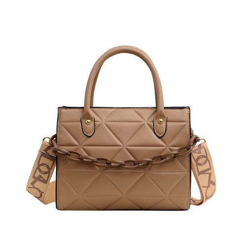 Bags for women, new European and American style shoulder bags, fashionable embroidered wide shoulder straps, rhombus hand-held crossbody bags, trendy