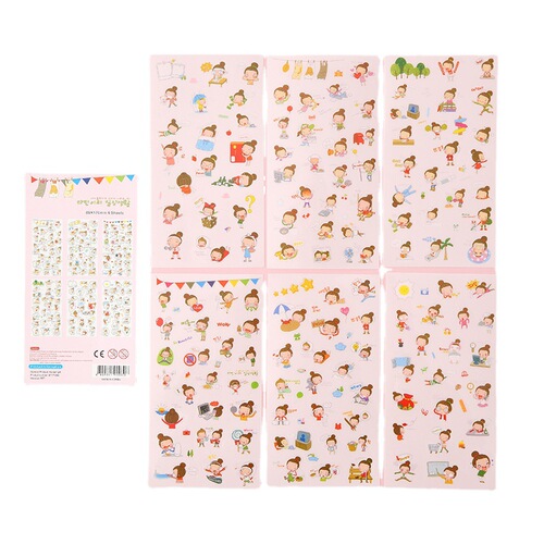 Cartoon Cute 6-Pack Sticker DIY Journal Stickers Student Supplies Stickers Children Stickers Small Pattern Stickers