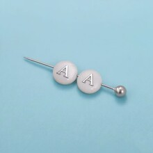 天然淡水贝银色字母珠横孔8mm滴油串珠DIY应援散珠隔珠饰配珠子