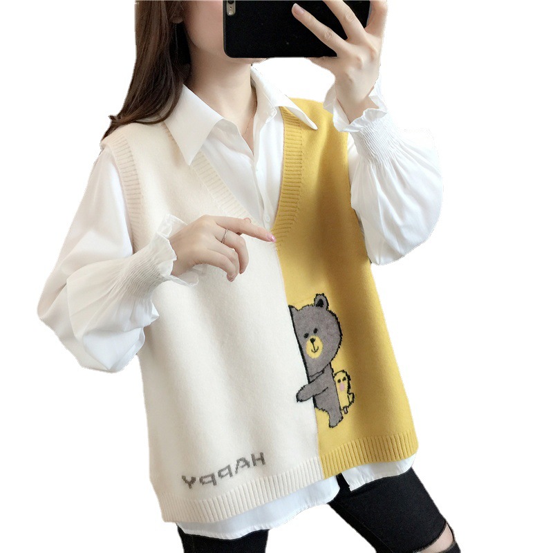 Chaleco de punto con cuello en V para mujer principios de primavera y otoño 2024 nuevas mujeres chaleco de lana sin mangas chaleco suéter exterior image 7