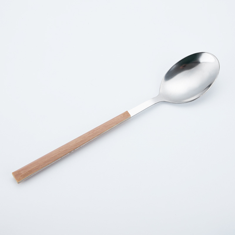 사각 손잡이 나뭇결 메인 테이블 스푼