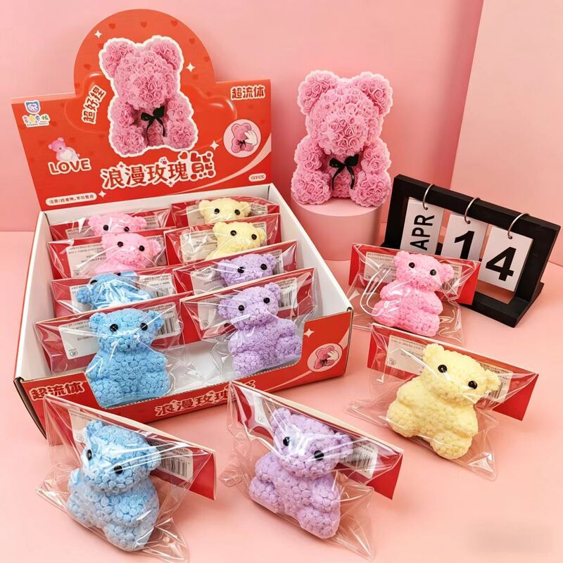 Large Cute Rose Bear Stress Relief Squeeze Toy, Slow Rebound Decompression Gadget, Squeezable Fun Toy, Cross-Border Wholesale