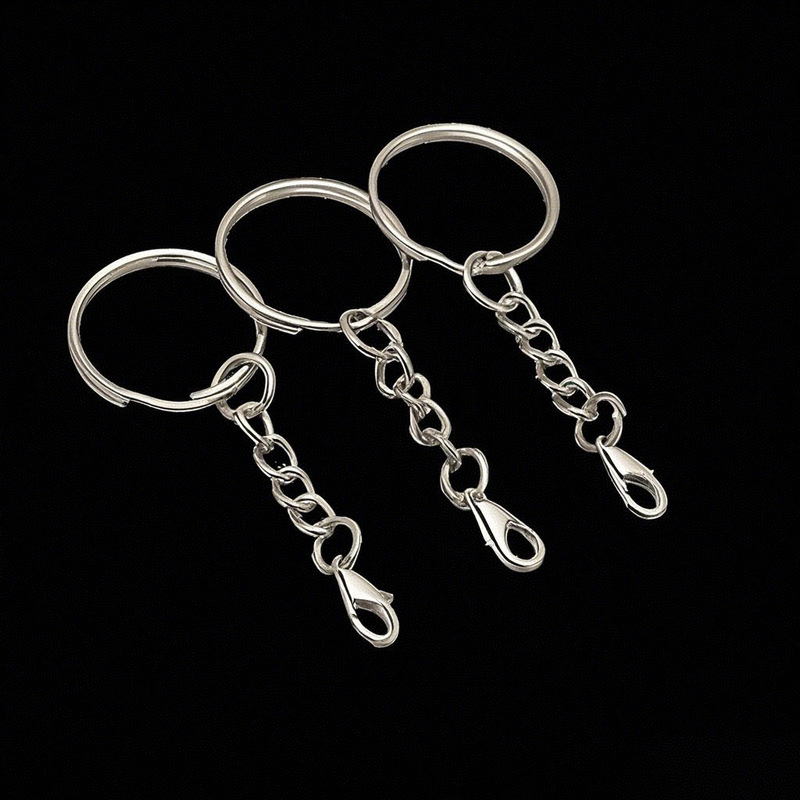 Manufacturer Metal Key Ring with Chain Lobster Clasp Key Chain Ring DIY Pendant Material Jewelry Accessories Luggage Doll