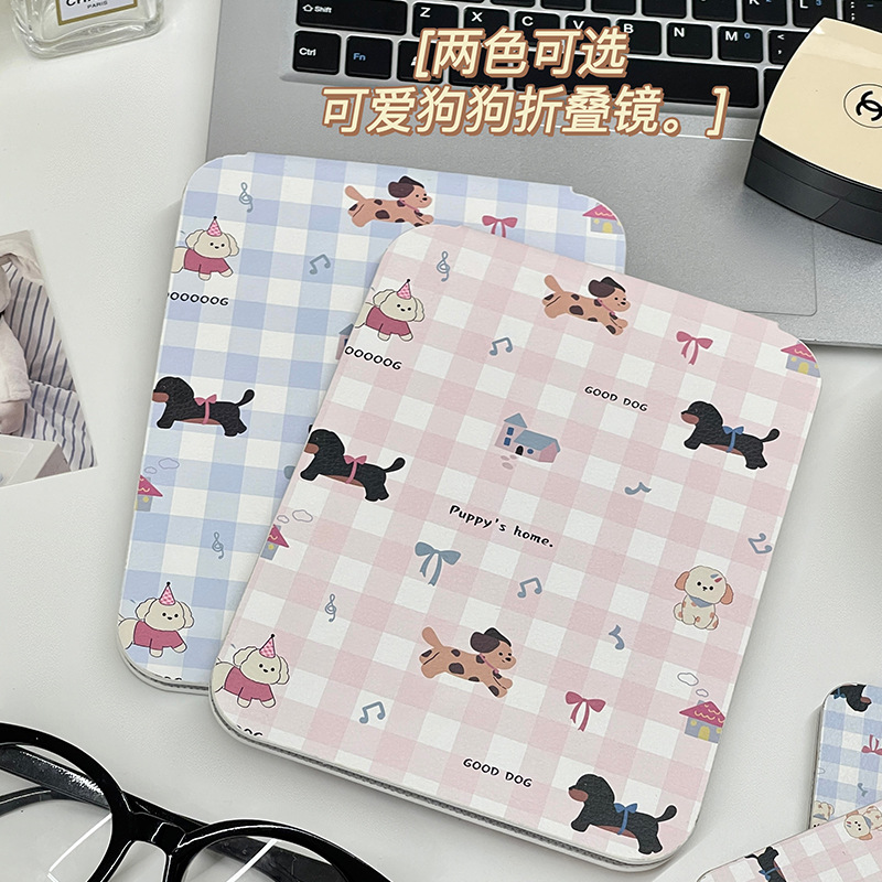 Espejo plegable con lazo para cachorro de rejilla, dormitorio de estudiantes portátil de alto valor, escritorio de escritorio, espejo de tocador de pie, espejo