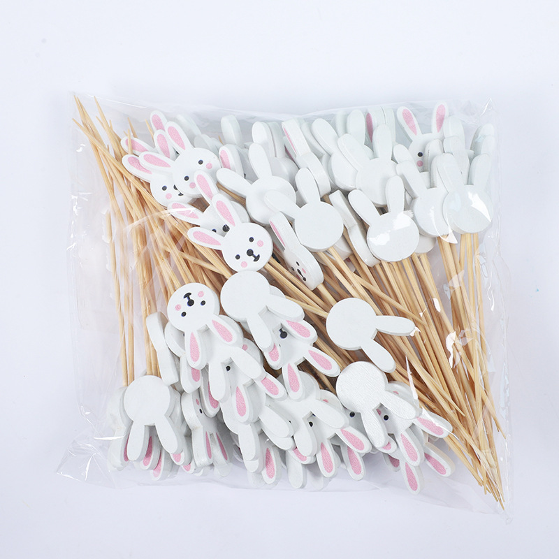 100 piezas/paquete de palos de cóctel, líneas de colores, personalidad creativa, palos de bambú tallados en troncos, palos de frutas desechables