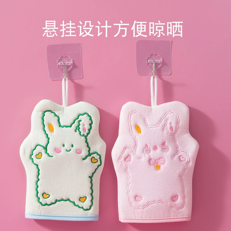 Банное полотенце с мультяшным Кроликом, сильное растирание грязи двойного назначения, растирание спины не повреждает обеззараживание грязи для ванны, отшелушивающие банные перчатки
