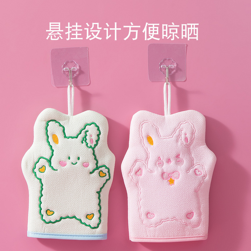 Cartoon Rabbit Bath Towel, Powerful Mud Rub, Dual-Purpose Back Rub Without Pain, Mud Removal, Decontamination and Exfoliation Bath Gloves