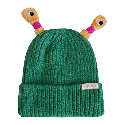Baby and Parent Knitted Hat for Autumn and Winter, Cute Cartoon Style with Funny Glowing Antennae Eyes