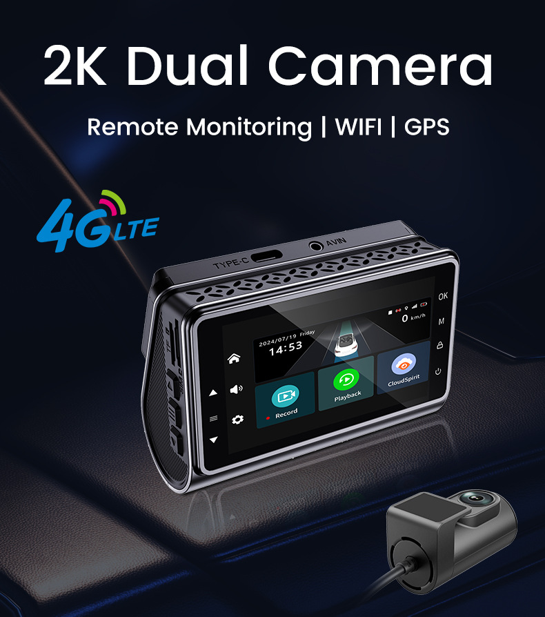 2024 new HD 4G remote monitoring driving recorder front and rear dual recording night vision HD car recorder