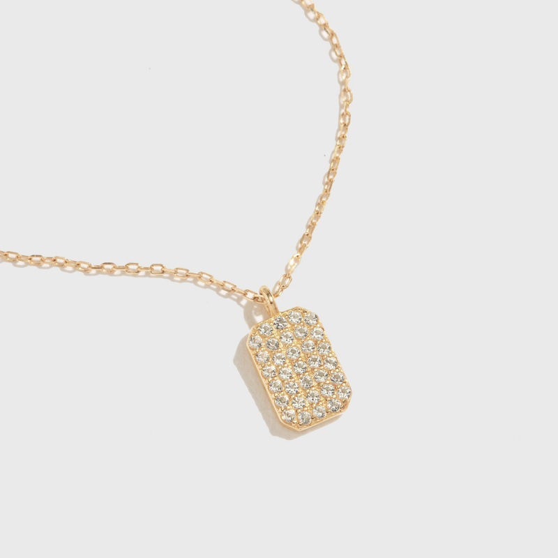 Geometric Pattern Women's Gender 925 Sterling Silver Zircon Cable Chain Geometric Pendant Necklace